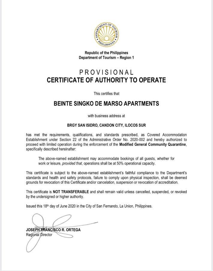 Beinte Singko De Marso Apartments Candon Εξωτερικό φωτογραφία